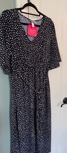 Navy dot print maternity dress